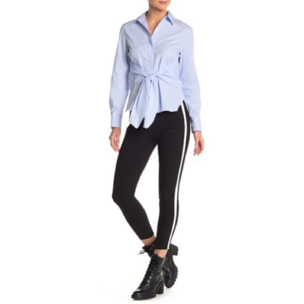 Rag & Bone Simone Side Stripe Ankle Crop Pant Black White NWT Sz 0